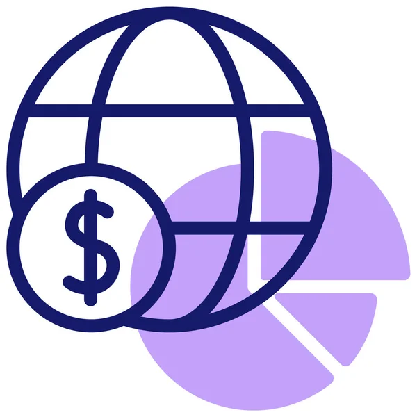Παγκόσμιο Οικονομικό Εικονίδιο Διανυσματική Απεικόνιση Απλό Σχέδιο — Διανυσματικό Αρχείο