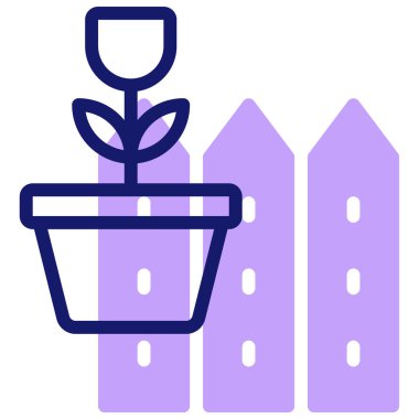 Saksıdaki çiçek. Web simgesi vektör illüstrasyonu