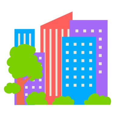 Şehir manzarası simgesi, vektör illüstrasyonu basit tasarım