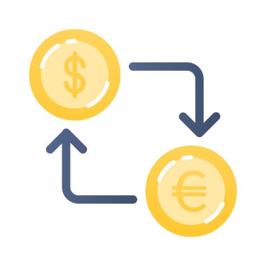 Para değişimi. Web simgesi basit illüstrasyon