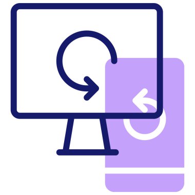 Bilgisayar. eşzamanlama web simgesi basit illüstrasyon