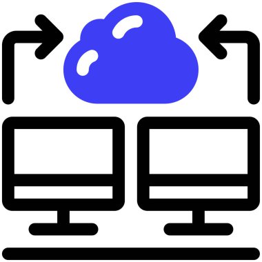 Bilgisayar ağı simgesi, vektör illüstrasyonu basit tasarım