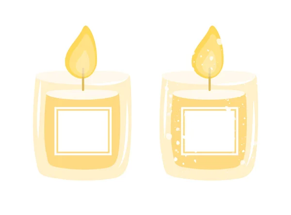 Cute Scented Candles Vector Illustration Isolated White Background Hand Drawn — Stock Vector