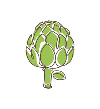 Sanat tarzında bir çizimde enginar. Vektör illüstrasyonu beyaz arkaplanda izole edildi