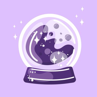 Tatlı sihirli kristal küre vektörü. El çizimi çocuksu çizimler. Cadılar Bayramı konsepti