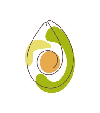 Avokado bir çizim sanatı. Beyaz arkaplanda vektör çizimi izole edildi. Avokado çizgisi sanatı. Basit minimalist stil