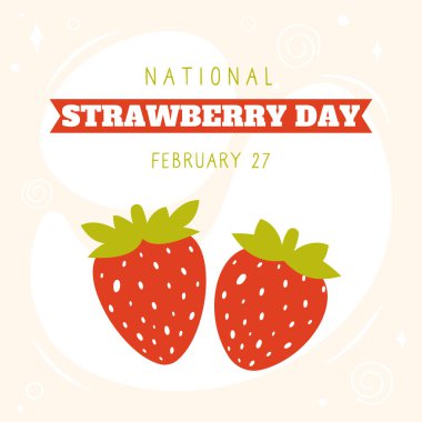 Düz çizgi film tarzında Ulusal Çilek Günü vektör çizimi