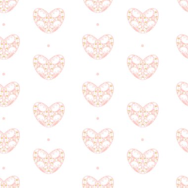 Sevimli çiçek desenli, kalp şeklinde çiçekler. Vektör kusursuz desen. Çocuk kıyafetleri, tekstil, duvar kâğıdı, ambalaj kağıdı vs. için mükemmel.