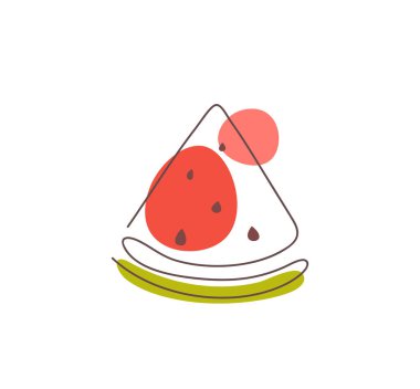 Sürekli çizim yapan bir karpuz. Beyaz arkaplanda vektör çizimi izole edildi. Logo, simge ve benzerleri için mükemmel