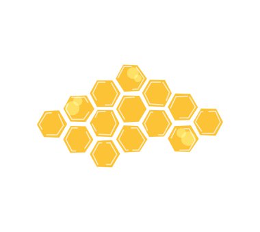 Arı peteği beyaz arka planda izole edilmiş. El çizimi düz çizgi film vektör çizimi. Arı kovanı altıgen hücreleri