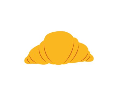 Beyaz arka planda izole edilmiş basit bir kruvasan. Vektör çizimi. Logo, simge, işaret, menü dekoratif elementler için mükemmel.