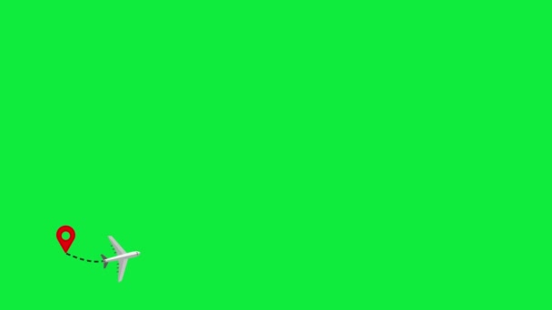 点線で飛行する飛行機 Green Screen — ストック動画