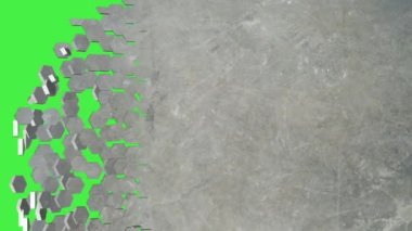 3d Geçiş Efekti, beyaz arkaplan parçalara ayrılır, krom anahtar yeşil ekranda izole olur. Soyut Görüntü Geçişi