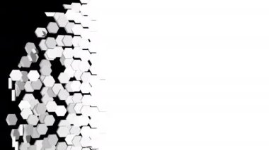 3d Geçiş Efekti, beyaz arkaplan parçalara ayrılıyor, Transparant MOV. Soyut Görüntü Geçişi