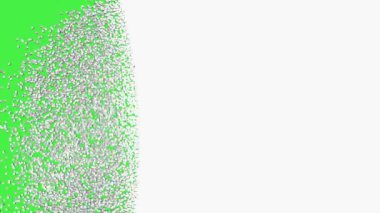 3d Geçiş Efekti, beyaz arkaplan parçalara ayrılır, krom anahtar yeşil ekranda izole olur. Soyut Görüntü Geçişi