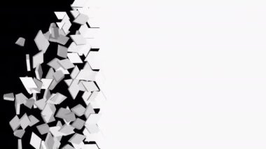 3d Geçiş Efekti, beyaz arkaplan parçalara ayrılıyor, Transparant MOV. Soyut Görüntü Geçişi