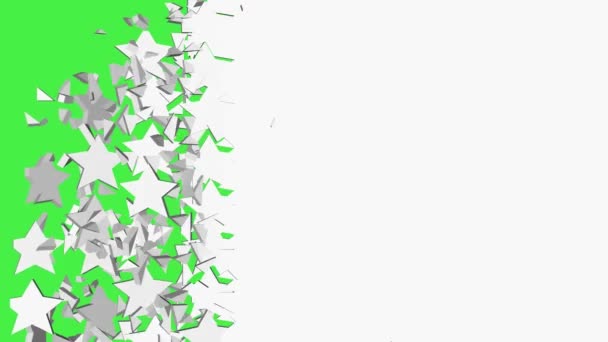 3D过渡效果 白色背景分裂成碎片 孤立在彩色键绿色屏幕上 摘要影片转换 — 图库视频影像
