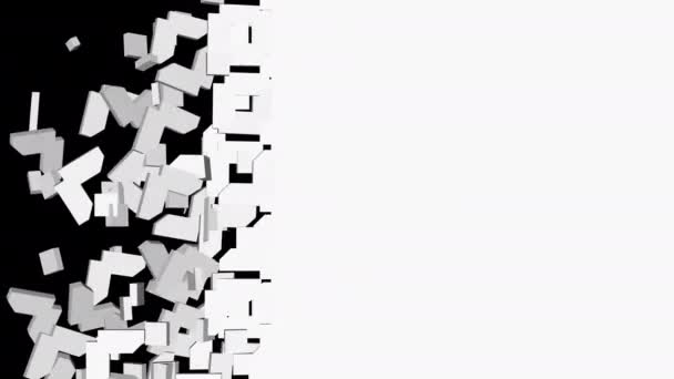Ефект Переходу Білий Фон Розбивається Шматки Падаючі Вниз Прозорі Mov — стокове відео