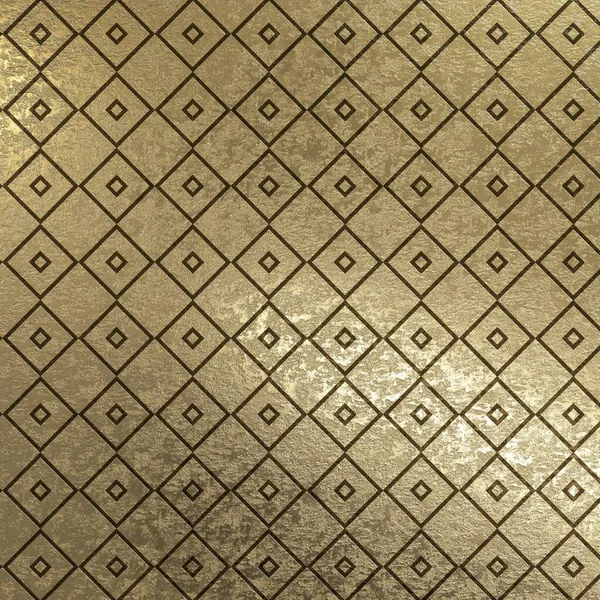 Square Pattern Golden Yellow Metal Brass Pattern — Stock Photo, Image