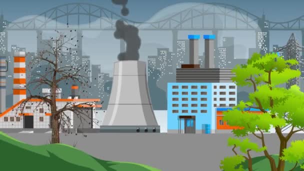Industriële Verontreiniging Lucht Land Water Stop Vervuiling — Stockvideo