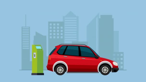 Electric Vehicle Charging Charging Station Motiongraphics Animation — Vídeo de Stock
