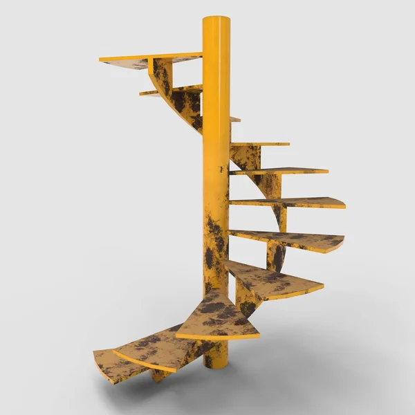 Kirli Adımlı Sarı Dairesel Dönen Merdiven