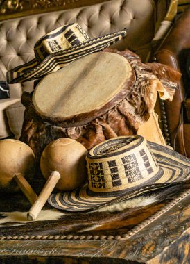 a closeup shot of a traditional wooden Colombian Caribbean drum