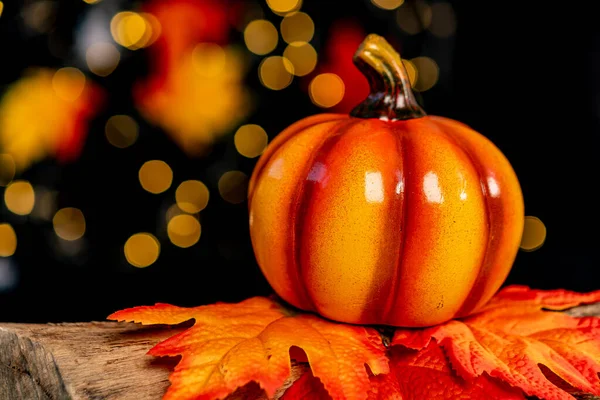 Thanksgiving Day Autumn Pumpkins Colorful Bokeh Background — Stock Photo, Image