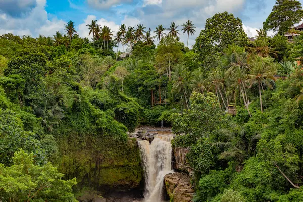 Bali 'deki tropik bir adada güzel bir şelale.
