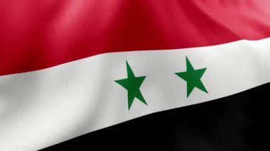 İpek arka planda Suriye bayrağı. Rüzgarda savrulan ülke kavramı..