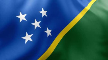 Süleyman adaları kumaş desenli bayrak taşıyor. 3d illüstrasyon.