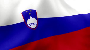 Beyaz arka planda izole edilmiş, rüzgarla dalgalanan Slovenia bayrağı. 3d illüstrasyon.