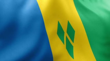 Saint Vincent ve Grenadines Flag in Wind Realistik 4K Kusursuz Döngü Arkaplanı, Ulusal Sembol, Yüksek Kaliteli Kumaş Animasyonu