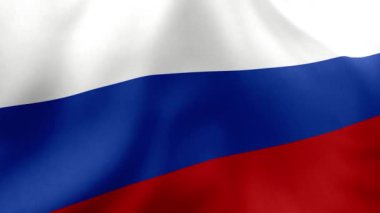 Beyaz arka planda Rusya bayrağı. Devletin sembolü. Rüzgarda dalgalanan bayrak. Yaklaştır - 3D görüntüleme.