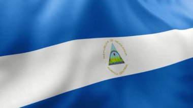 Nikaragua bayrağı rüzgarda dalgalanıyor. 3 boyutlu illüstrasyon. 3D işlemeli ve yumuşak ipek kumaş.
