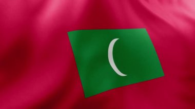 Rüzgârla dalgalanan 3 boyutlu maldivler bayrağı. 3d oluşturma