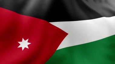 Jordan ve Jordan Flag. Ürdün bayrağını sallayarak