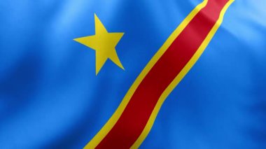 Demokratik Kongo Cumhuriyeti bayrağı rüzgarla sallanıyor. yüksek çözünürlüklü 3d illüName
