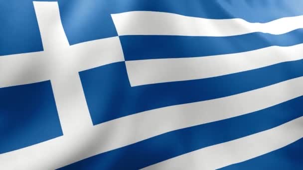 Bandera Griega Fondo Seda Render — Vídeos de Stock