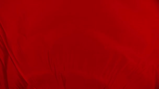 Rode Zijde Satijnen Stof Abstracte Achtergrond Textuur Golvende Stof Luxe — Stockvideo