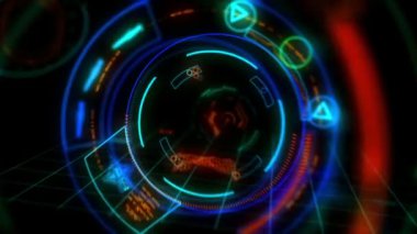 Parlayan neon ışıkları olan soyut dijital arkaplan