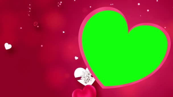 Шаблон Святкування Дня Святого Валентина Зеленим Екраном Валентина Романтичне Анімаційне — стокове відео
