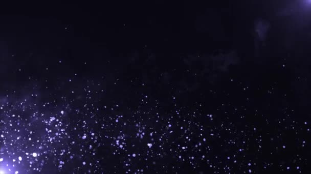 宇宙の星のような背景の周りを移動する粒子 宇宙の星と青い星雲を囲む 銀河とミルキーな方法で 青い星の背景に粒子を回転させる — ストック動画