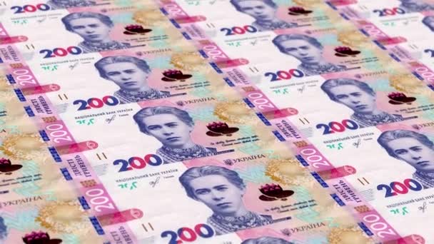 200 Ukrainian Hryvnia Bills Money Printing Machine Video Printing Cash — стоковое видео