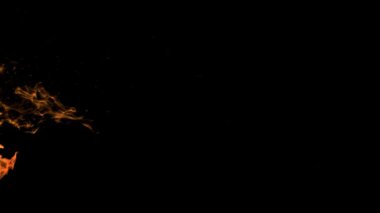 Gerçekçi Zemin Ateşi Yüksek Kaliteli Alev Görüntüleri, yanan ateş, kırmızı ateş, ağır çekimde siyah arka planda yanan ateş, 4K görüntü,