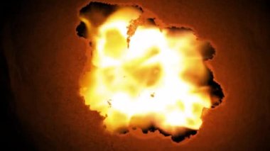 Gerçekçi Zemin Ateşi Yüksek Kaliteli Alev Görüntüleri, yanan ateş, kırmızı ateş, ağır çekimde siyah arka planda yanan ateş, 4K görüntü,