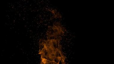 Gerçekçi Zemin Ateşi Yüksek Kaliteli Alev Görüntüleri, yanan ateş, kırmızı ateş, ağır çekimde siyah arka planda yanan ateş, 4K görüntü,