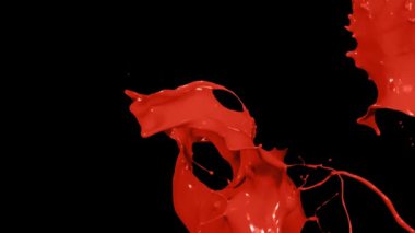 Yavaş çekimde atılmış boya sıçraması, siyah üzerine izole edilmiş sıvı (4K)