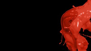 Yavaş çekimde atılmış boya sıçraması, siyah üzerine izole edilmiş sıvı (4K)