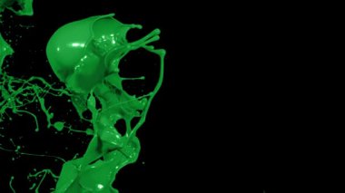 Yavaş çekimde atılmış boya sıçraması, siyah üzerine izole edilmiş sıvı (4K)